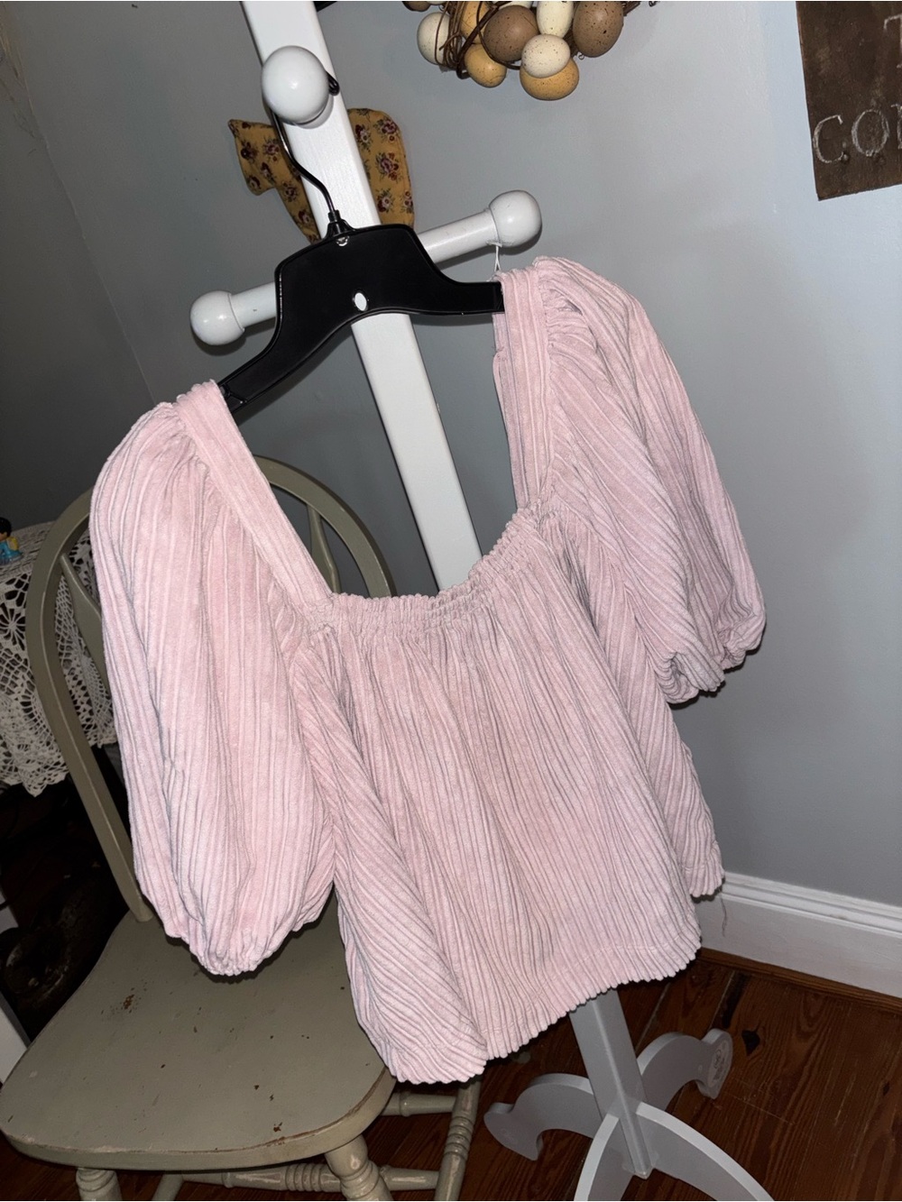 Free people. XS   bubble  Sleeve ribbed  Square Neck Top
